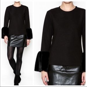 NWT BEULAH Style Black Faux Fur Top L